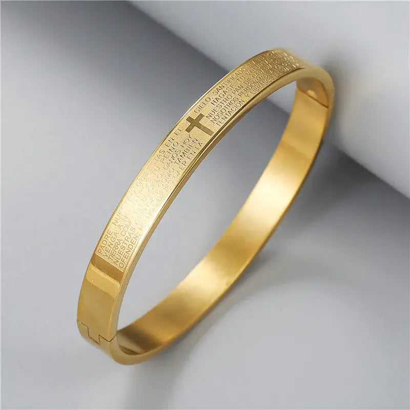 Spanish Scripture With Cross Bangle