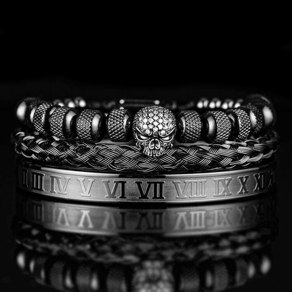 roman-skull-bracelet-set-black