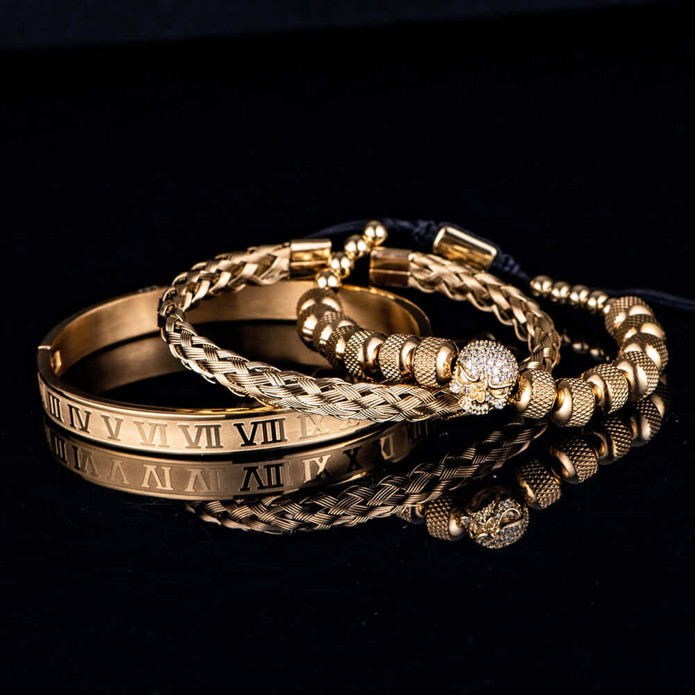 roman-skull-bracelet-set-gold-2