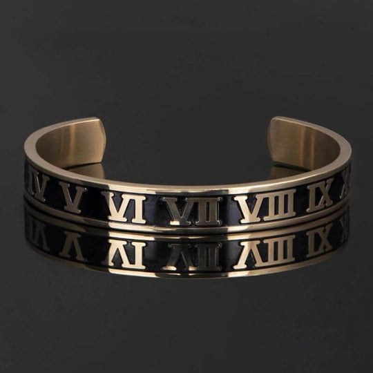 Black Emperor Gold Cuff Bangle - Timeless Luxury | Alfa Jewelry