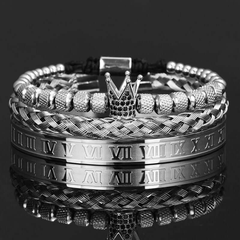3pcs/Set Luxury Men's Royal Roman Bracelets Cable Wire Horseshoe Buckle  Bangles | eBay