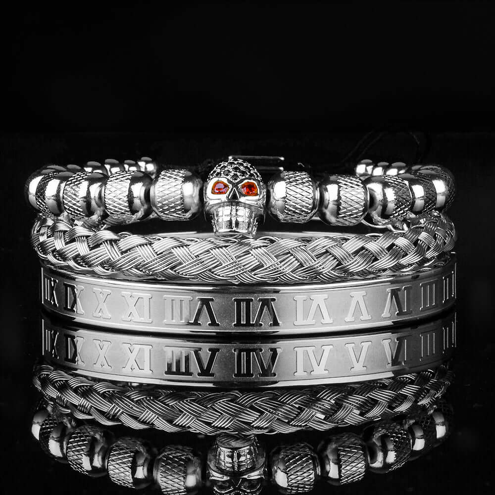 Luxury Roman Skull 2 Bracelets 2